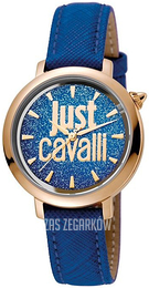 Just Cavalli Logo Niebieski/Skóra Ø34 mm JC1L007L0035