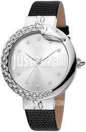Just Cavalli Srebrny/Skóra Ø40 mm JC1L096L0015