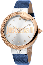 Just Cavalli Srebrny/Skóra Ø40 mm JC1L096L0065