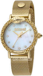 Just Cavalli Biały/Stal w odcieniu złota Ø34 mm JC1L124M0075