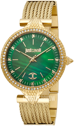 Just Cavalli Glam Chic Zielony/Stal w odcieniu złota Ø36 mm JC1L169M0035