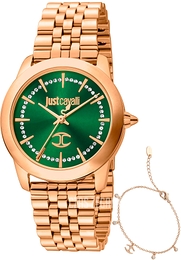 Just Cavalli Glam Zielony/Stal w kolorze różowego złota Ø34 mm JC1L211M0085