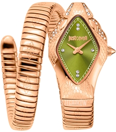 Just Cavalli Signature Snake Zielony/Stal w kolorze różowego złota Ø22 mm JC1L306M0055