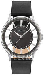 Kenneth Cole Transparency Czarny/Skóra Ø44 mm KC14994003