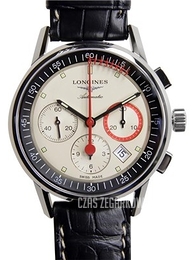 Longines Column Wheel Srebrny/Skóra Ø41 mm L4.754.4.72.3