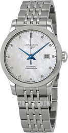 Longines Record Biały/Stal Ø30 mm L2.321.4.87.6