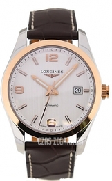 Longines Conquest Srebrny/Skóra Ø40 mm L2.785.5.76.3