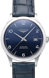 Longines Record Niebieski/Skóra Ø38.5 mm L2.820.4.96.4
