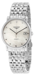 Longines Elegant Biały/Stal Ø34.5 mm L4.809.4.87.6