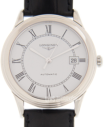 Longines Flagship Biały/Skóra Ø38.5 mm L4.874.4.21.2