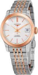 Longines Record Srebrny/18 karatowe różowe złoto Ø26 mm L2.320.5.72.7