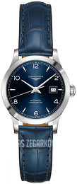 Longines Record Niebieski/Skóra Ø30 mm L2.321.4.96.4