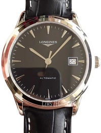 Longines Flagship Czarny/Skóra Ø38.5 mm L4.974.4.52.2