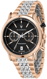 Maserati Legend Czarny/Stal w kolorze różowego złota Ø42 mm R8873638005