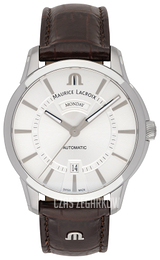 Maurice Lacroix Pontos Srebrny/Skóra Ø41 mm PT6358-SS001-130-1