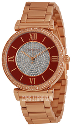 Michael Kors Catlin Czerwony/Stal w kolorze różowego złota Ø38 mm MK3377