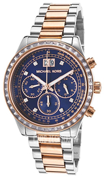 Michael Kors Brinkley Niebieski/Stal w kolorze różowego złota Ø40 mm MK6205