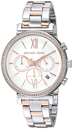 Michael Kors Biały/Stal w kolorze różowego złota Ø39 mm MK6558