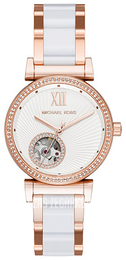 Michael Kors Biały/Stal w kolorze różowego złota Ø34 mm MK9015