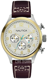 Nautica Chronograph Srebrny/Skóra Ø44 mm A15666G