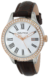 Nautica BFD 101 Srebrny/Skóra Ø36 mm N12654M
