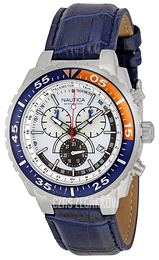 Nautica Chronograph Srebrny/Skóra Ø45 mm N14679G