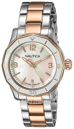 Nautica Analog Biały/Stal w kolorze różowego złota Ø36 mm NAD19544L
