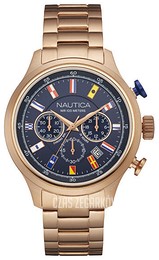 Nautica Chronograph Niebieski/Stal w kolorze różowego złota Ø45 mm NAI21507G