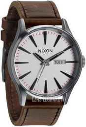 Nixon The Sentry Srebrny/Skóra Ø42 mm A105-1113-00