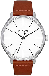 Nixon The Clique Biały/Skóra Ø38 mm A1250-1113-00
