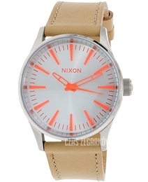 Nixon The Sentry Srebrny/Skóra Ø38 mm A3772089-00