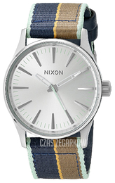 Nixon The Sentry Srebrny/Skóra Ø38 mm A4262083-00