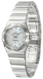 Omega Constellation Quartz 24mm Biały/Stal Ø24 mm 123.10.24.60.55.002