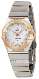 Omega Constellation Quartz 27mm Biały/18 karatowe różowe złoto Ø27 mm 123.20.27.60.55.003