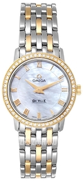 Omega De Ville Prestige Quartz Biały/18 karatowe różowe złoto Ø27 mm 413.25.27.60.05.001