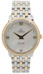 Omega De Ville Prestige Quartz 27.4mm Biały/18 karatowe żółte złoto Ø27.4 mm 424.25.27.60.55.001