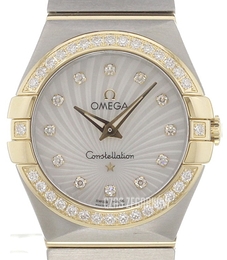 Omega Constellation Quartz 27mm Biały/18 karatowe żółte złoto Ø27 mm 123.25.27.60.55.004