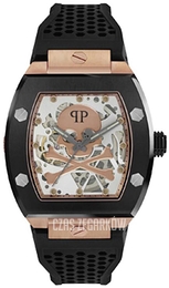 Philipp Plein The Skeleton Różowe złoto/Guma Ø44 mm PWBAA0121