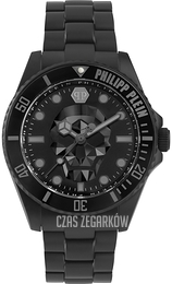 Philipp Plein The Skull Czarny/Stal Ø44 mm PWOAA0922