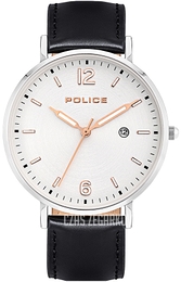 Police Calpe Srebrny/Skóra Ø34 mm PL15368BS.04