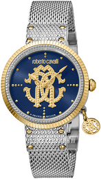 Roberto Cavalli by Franck Muller Dress Niebieski/Stal w odcieniu złota Ø34 mm RV1L062M0111