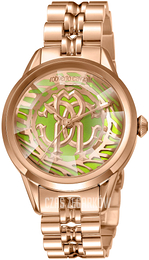 Roberto Cavalli by Franck Muller Dress Zielony/Stal w kolorze różowego złota Ø36 mm RV1L063M0051