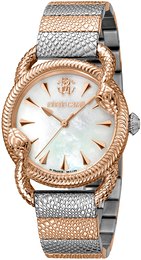 Roberto Cavalli by Franck Muller Dress Biały/Stal w kolorze różowego złota Ø33 mm RV1L072M0111