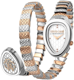 Roberto Cavalli by Franck Muller Frank Muller Biały/Stal w kolorze różowego złota RV1L092M0051