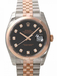 Rolex Datejust Two Tone Czarny/18 karatowe różowe złoto Ø36 mm 116201-0066