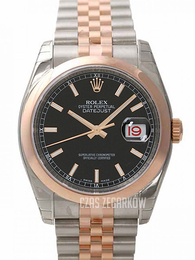 Rolex Datejust Two Tone Czarny/18 karatowe różowe złoto Ø36 mm 116201-0075