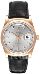 Rolex Day-Date Srebrny/Skóra Ø36 mm 118135-0005