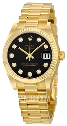 Rolex Datejust 31 Czarny/18 karatowe żółte złoto Ø31 mm 178278-0065