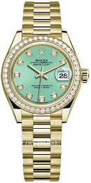Rolex Lady-Datejust 28 Zielony/18 karatowe żółte złoto Ø28 mm 279138RBR-0025