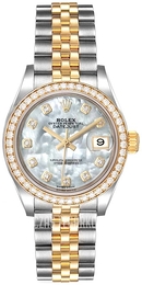 Rolex Lady-Datejust 28 Biały/18 karatowe żółte złoto Ø28 mm 279383RBR-0019